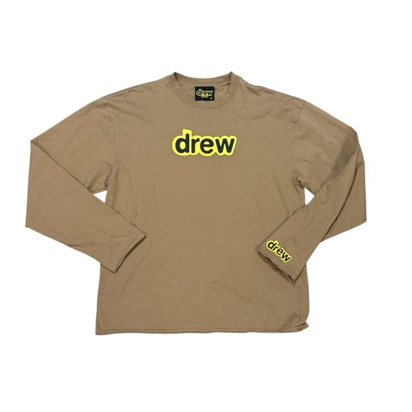 drew house Other - Drew House Mens Top T-Shirt Tan Long Sleeve Logo Justin Bieber Sz. S